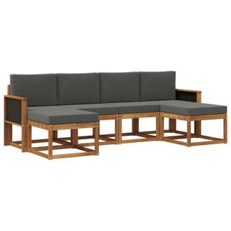 vidaXL Conjunto De Sof&aacute;s De Exterior 6 Pcs Natural Y Antracita Vidaxl