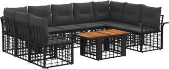 vidaXL Conjunto De Sof&aacute;s De Jard&iacute;n 10 Uds. Negro Y Gris Oscuro Vidaxl