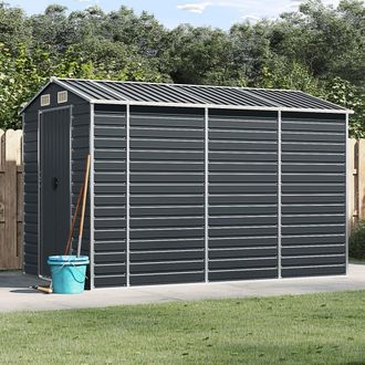 Berkfield Home Garden Shed Anthracite 191x300x198 cm Galvanised Steel in Black | Size: 191 x 300 x 198 cm