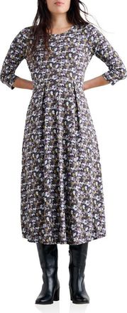 Seasalt Cornwall Veronica Print Stretch Organic Cotton Jersey Midi Dress in Collaged Anemone Dark Violet at Nordstrom, Size 14 Us