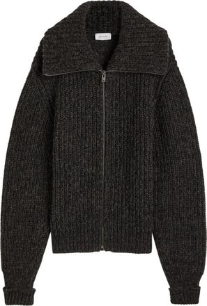 Christophe Lemaire Zipped Ribbed Brushed Alpaca-blend Cardigan - Brown - M