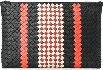 Bottega Veneta Intrecciato Black Multi-Color Intrecciato Clutch Bag (Pre-Owned)