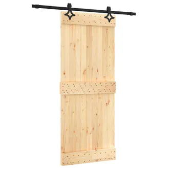 vidaXL Puerta Corredera Natural Y Negro 85 X 210 Cm Vidaxl