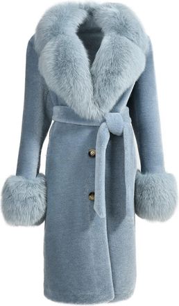 Wanan Luxury Cappotto Chic Special Azzurro in Lana-Donna -Azzurro