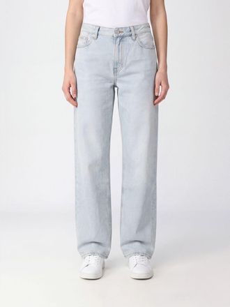 Calvin Klein Jeans a vita alta in denim di cotone con gamba larga