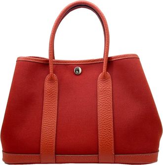 Hermès Red Color Toile H Tote Bag (Pre-Owned)