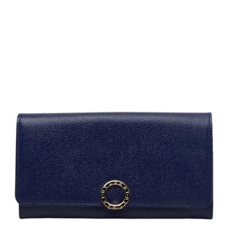 Bulgari Blue Leather Long Wallet (Bi-Fold) (Pre-Owned)