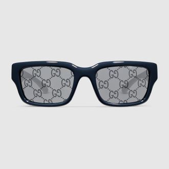 Gucci Rectangular-frame Sunglasses, Blue