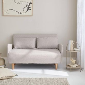Sweeek 2-seater Convertible Sofa Bed With Reclining Backrest in Beige