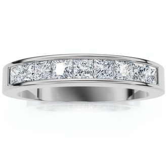 Pompeii3 950 Platinum 5/8ct Princess Cut Diamond Wedding Ring Size Selectable