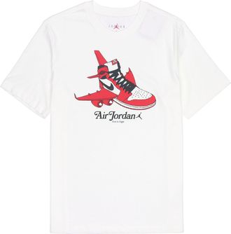 Nike Jordan Air Jordan Shoe Alphabet Printing Round Neck Short Sleeve Unisex White DN1443-100