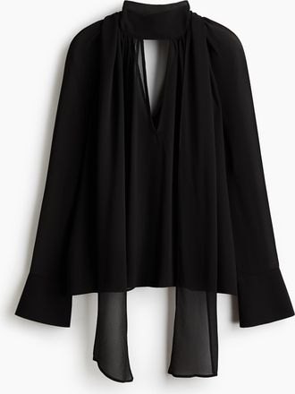 H&M Bluse mit Schalkragen - Schwarz