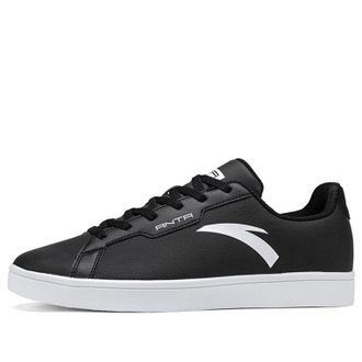 Anta Leather Skateboarding Shoes Black White 912028003-1