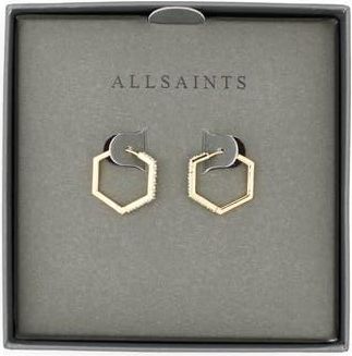 AllSaints Crystal Hexagonal Hoop Earrings in Gold at Nordstrom Rack