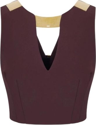 Elisabetta Franchi Dames, Tops, Bruin, Maat: M Leer