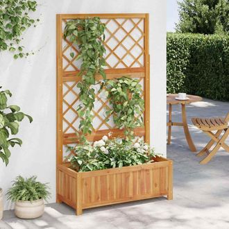 vidaXL Vidaxl - Arriate Con Enrejado Madera Maciza De Acacia 85x38x150 Cm