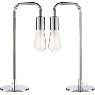 Loops 2 PACK Modern Hangman Table Lamp Chrome Industrial Arm Bedside Desk Light Base