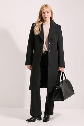 Principles Womens Tux Style Single Breasted Coat - Black - Size 12 UK