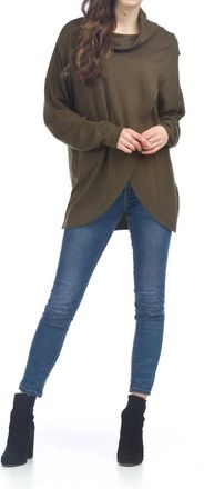 Papillon Cowl Neck Crossover Top In Olive