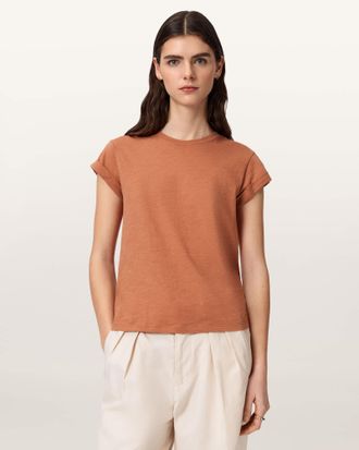 AllSaints Cotton Anna Crew Neck Short Sleeve T-Shirt, Size: XS