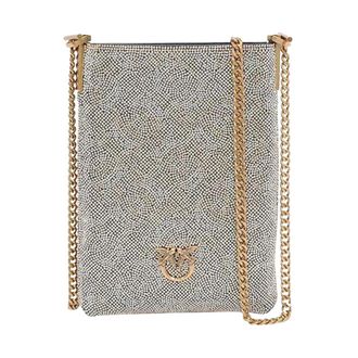 Pinko Strass Rhinestone Telefoonhouder - Dames - Schoudertassen - Geel - ONE Size - Leer - Tassen