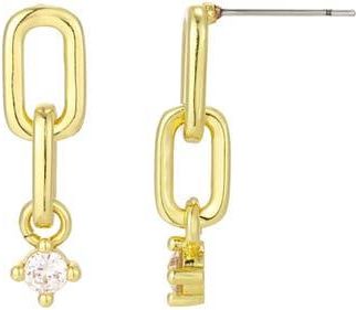 Adornia 14K Gold Plated Cubic Zirconia Paper Clip Link Drop Earrings at Nordstrom Rack