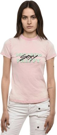Dsquared2 Light Pink Graphic Crew Neck T-Shirt