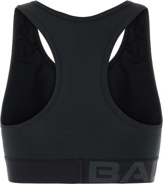 Balenciaga Logo-Embroidered Racerback Sports Bra - Black