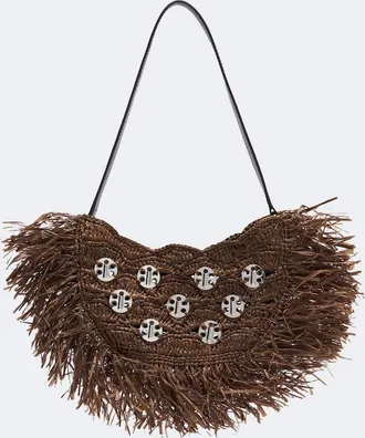 Paco Rabanne Sac A Main fringed raffia top-handle bag