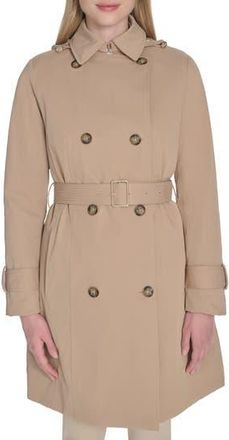 Cole Haan Water Resistant Twill Hooded Trench Coat in Sand at Nordstrom Rack, Size X-Large