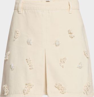 Self Portrait Floral Beaded Mini Skirt