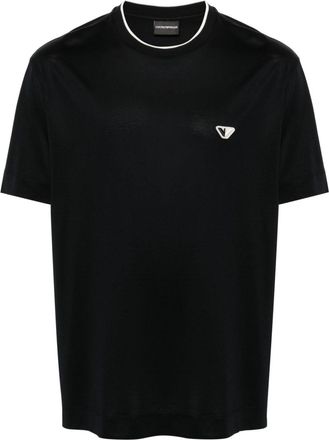 Emporio Armani logo-embroidered jersey T-shirt - men - Cotton/Lyocell - S - Blue
