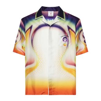 Casablanca Camicia a maniche corte in twill di seta - - Shirts - Uomo - Multicolore - L