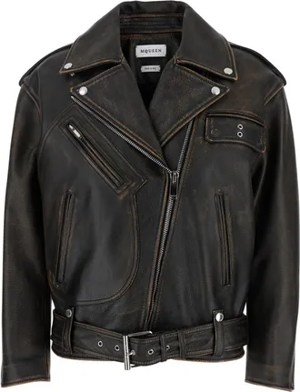 Alexander McQueen Brown Solid Notched Lapel Jacket