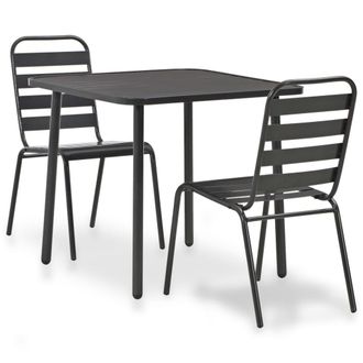 vidaXL Mesa Y Sillas Bistr&oacute; De Jard&iacute;n 3 Piezas Acero Gris Oscuro Vidaxl