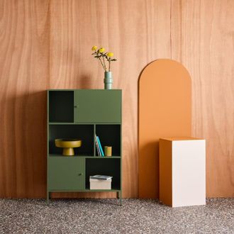 Sweeek Aparador estilo industrial de metal con 6 compartimentos, verde