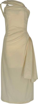 Jacquemus Le Raphia La Robe Abanada Midi Dress in Cream Wool