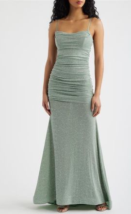 Emerald Sundae Glitter Mermaid Gown in Sage at Nordstrom, Size X-Small