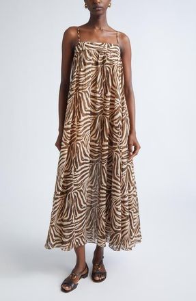 Zimmermann Wanderlust Zebra Stripe Cotton Maxi Dress at Nordstrom, Size 0P