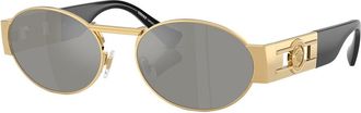 Versace Green Mirror Silver Oval Unisex Sunglasses VE2264 100230 56