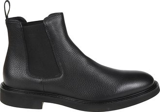 Doucal's Refined Black Beatles Calf Leather Ankle Boots
