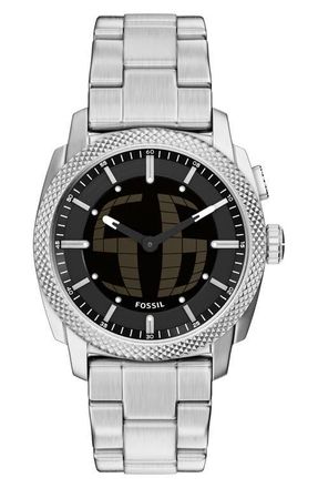 Fossil Machine Big Tic Anadigi Bracelet Watch, 41mm in Silver at Nordstrom