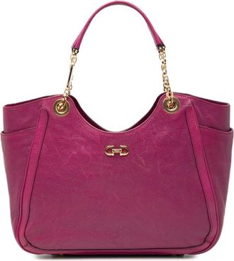Ferragamo Purple Leather Shoulder Bag Tote Bag (Pre-Owned)