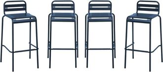 Sweeek Set of 4 steel and stackable garden high chairs Marine blue 44x41x85 cm - Amelia