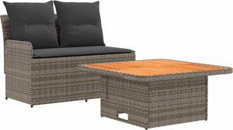 vidaXL Sof&aacute; De Jard&iacute;n Con Reposabrazos Y Mesa Elevable 2 Pieza Vidaxl