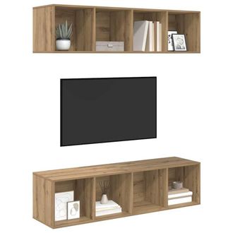 Berkfield Home Modern 2 pcs Artisan oak 37 x 37 x 142.5 cm Engineered wood in Brown