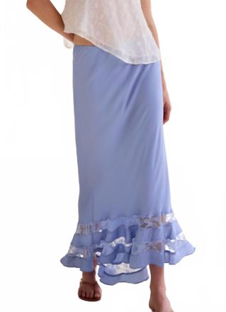 Free People Long Lost Lover Slip Skirt In Cashmere Blue