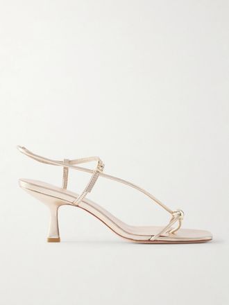 Loeffler Randall Sandali In Pelle Metallizzata Con Decorazione Triana - Bianco sporco