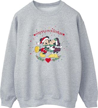 Disney Heren Mickey Mouse Mickey Minnie Kerstmis Sweatshirt (Sportgrijs)