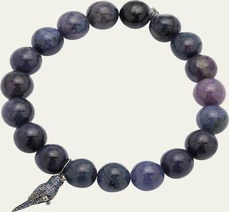 Sydney Evan Smooth Dumortie Bracelet with Tiny Hummingbird Charm